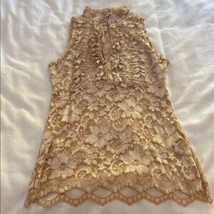 Arden B Gold Lace Sleeveless Top